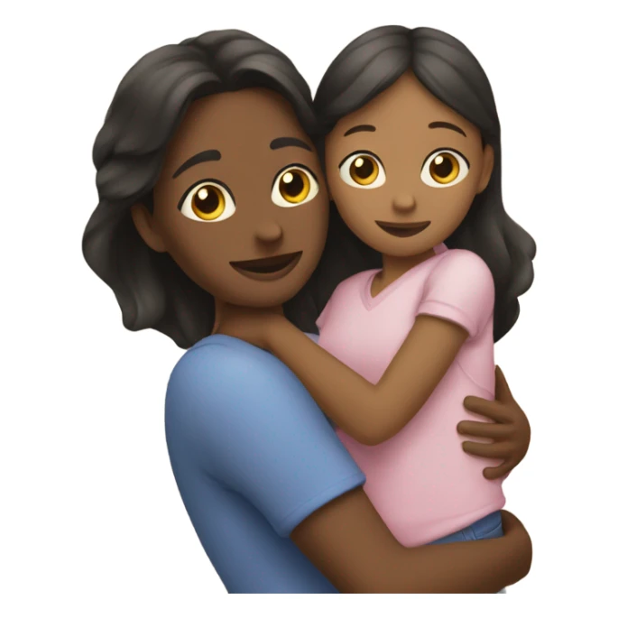 Mother huggings with a girl sticker