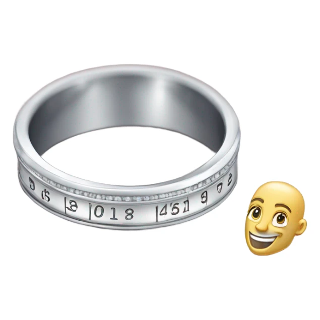 A RULER MEASURING THE INTERNAL DIAMETER OF A BRILLIANT CUT SILVER PROMISE RING sticker