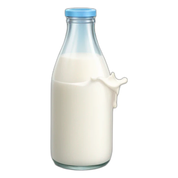 a bottle of milk dropping milk in a glass sticker