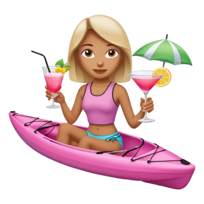 Female in pink kayak with cocktail in hand at the beach sticker