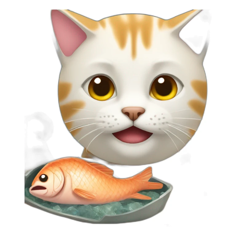 cat eating fish and giving a side eye sticker