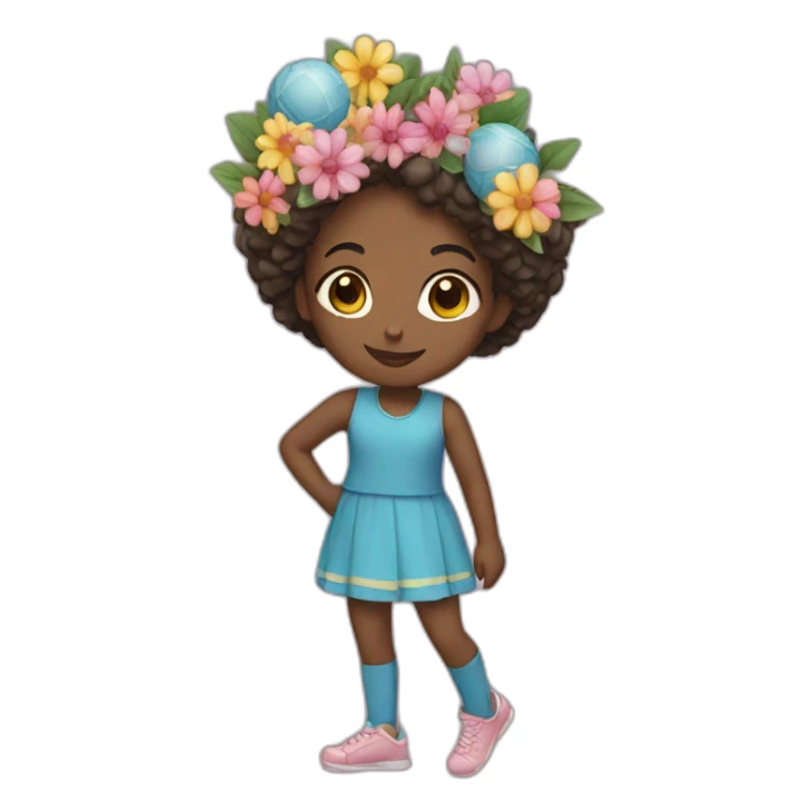 girl with flowers and balls sticker