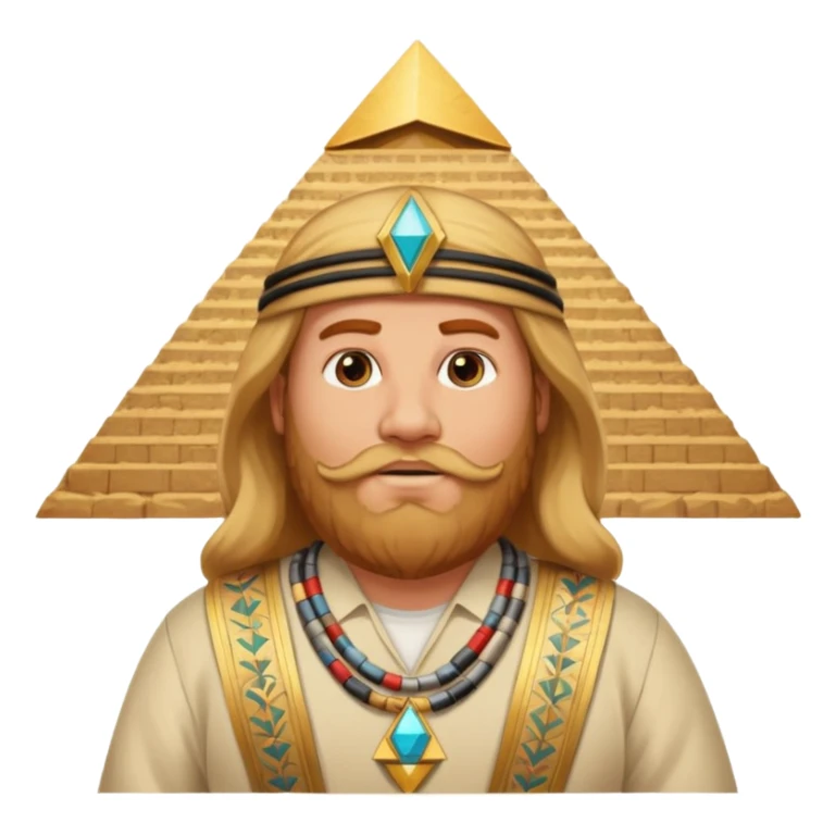 fat male blond reddish long hair agent with three-day-beard in egypt with pyramid. sticker