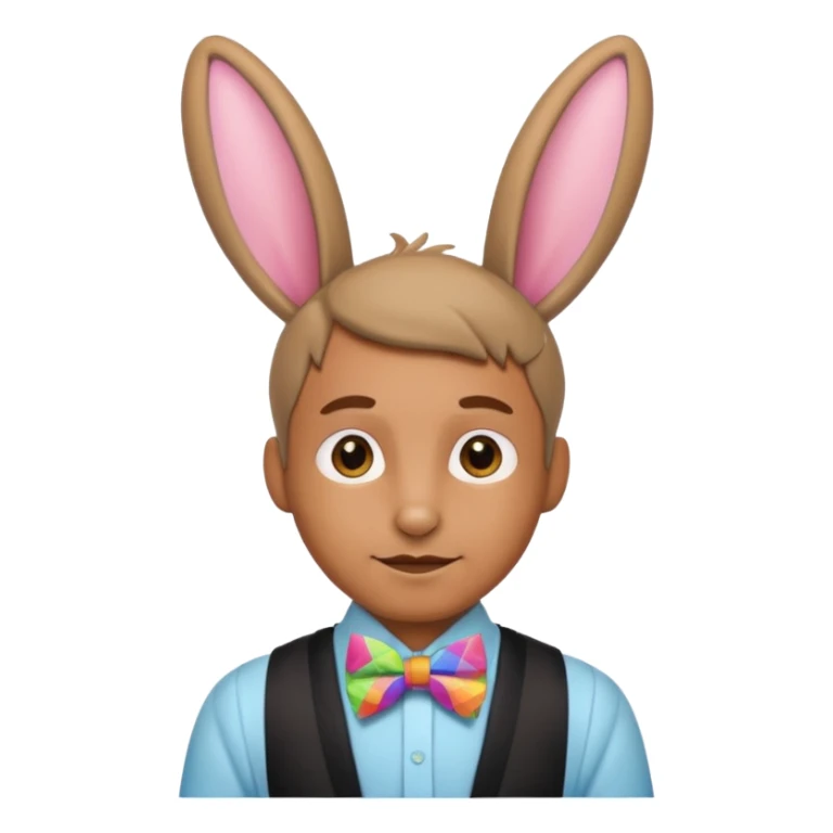 Rabbit ears and colorful bowtie wearring man sticker