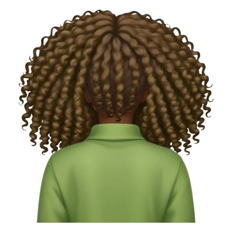Black curly long hair lady with green clothes from the back sticker