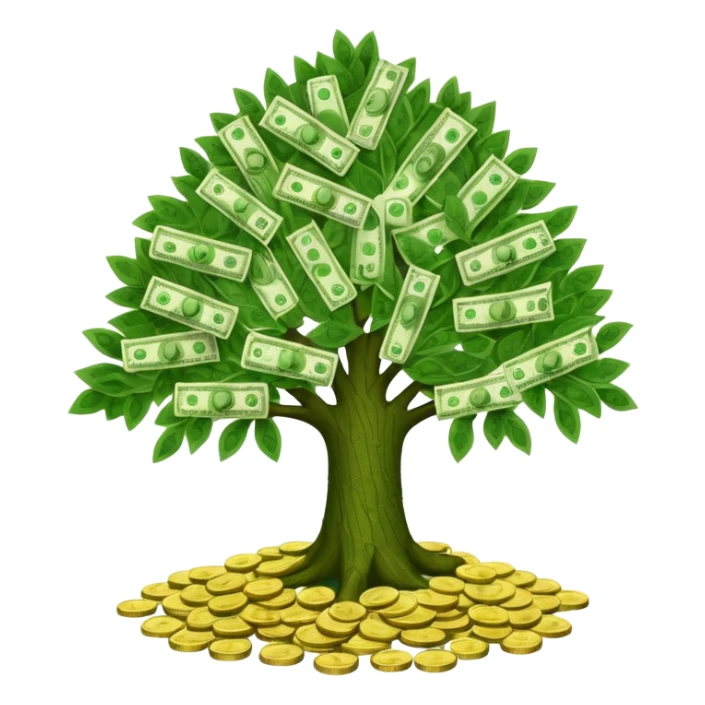 A tree with the leaves meaning money sticker