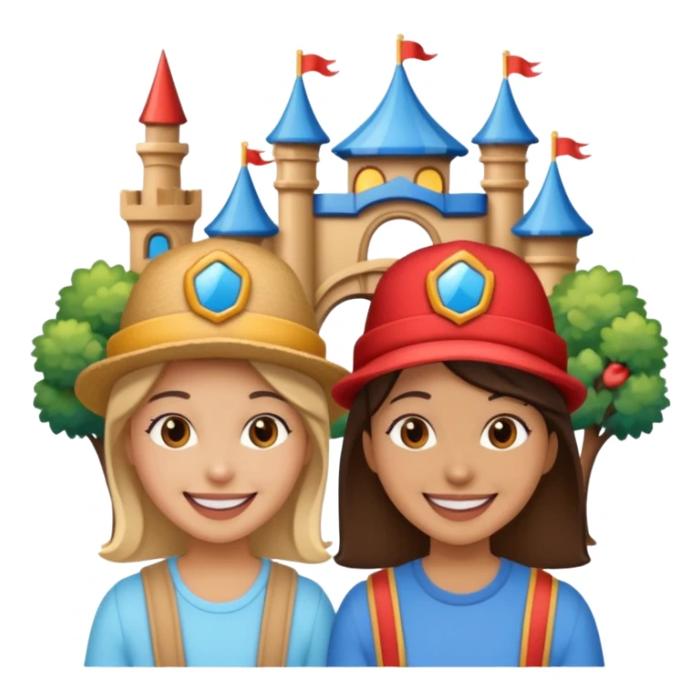 photo frame of 2 friends in a theme park sticker