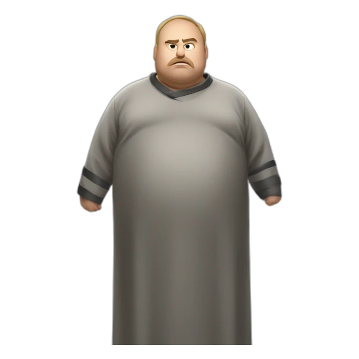 big fat man slavic stands big belly in prisoner robe sticker