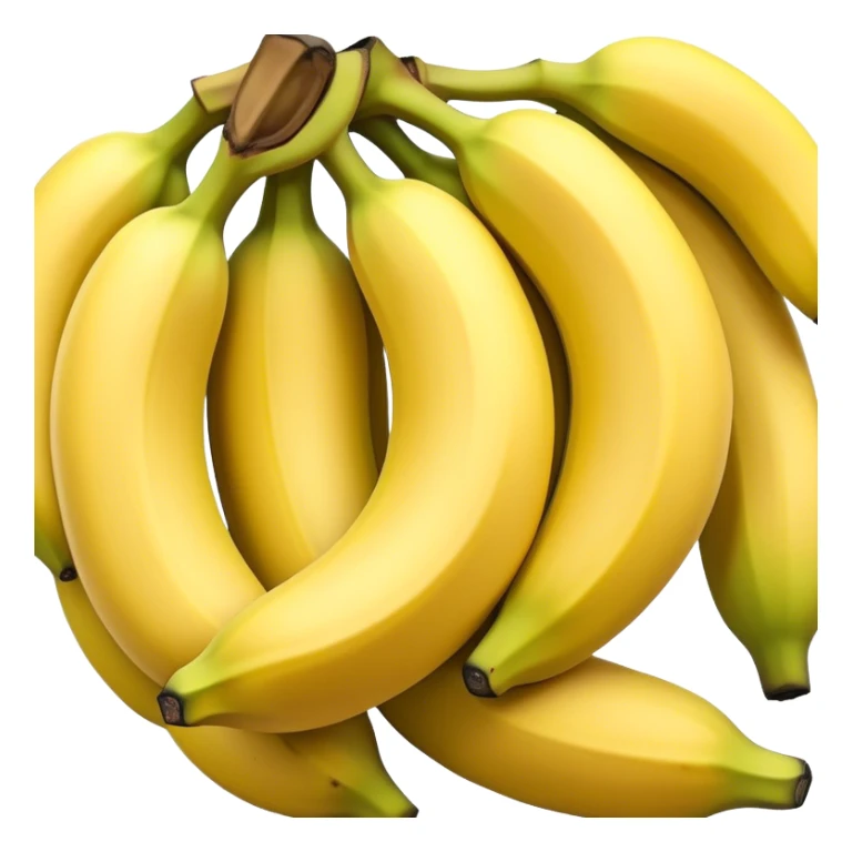 Cinematic bright yellow banana, smooth peel with gentle curves, slightly ripened, stacked in a charming bunch, warm glowing background, soft and inviting. sticker