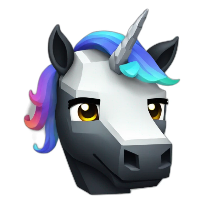 Minecraft Rainbow Black Unicorn Head With Diamond Horn sticker