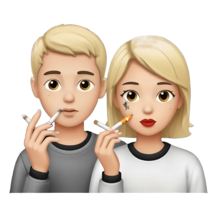A girl and a boy smoking cigarettes sticker