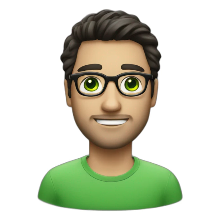 IT guy in round glasses with green eyes and dark hair sticker