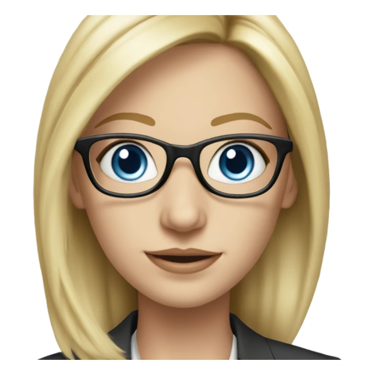 Pretty Caucasian blonde woman with glasses in a suit working, hyper realistic with blue eyes  sticker