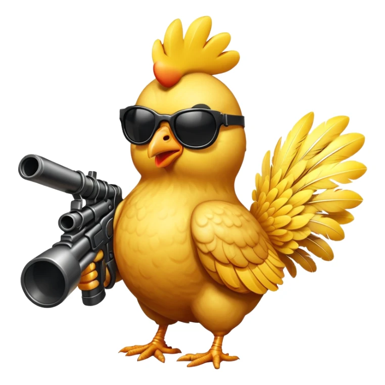 CHIKEN WITH MINIGUN AND BLACK GLASEES sticker