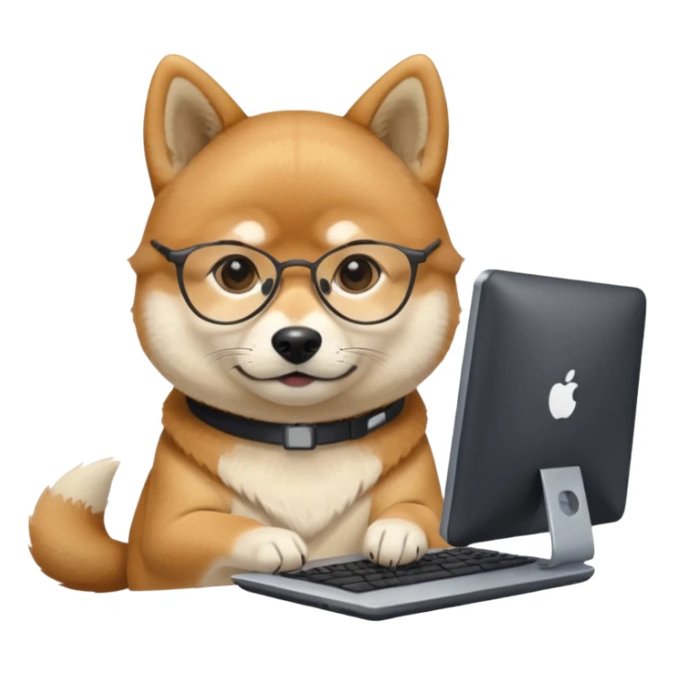creative shiba inu with eye glasses and computer  sticker