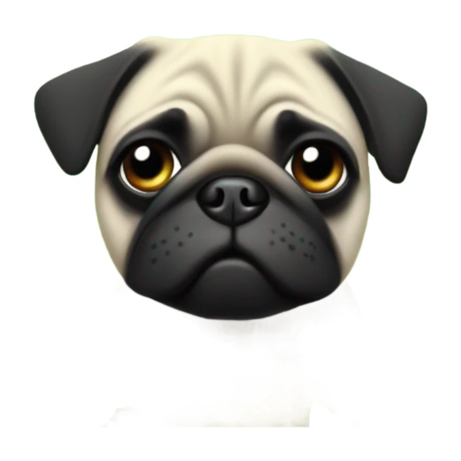 Black pug , surrounded by flowers, holding a green sign that says “good luck”  sticker