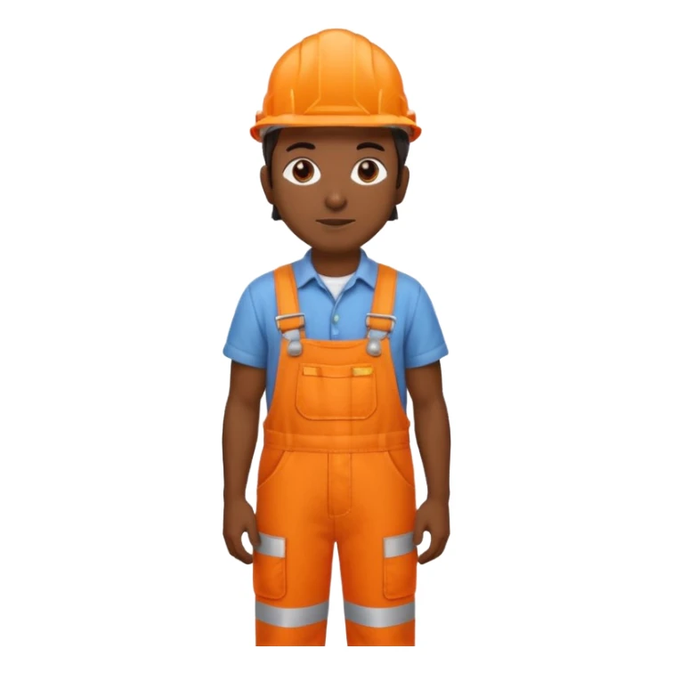 indian in orange overalls and orange hard hat standing sticker