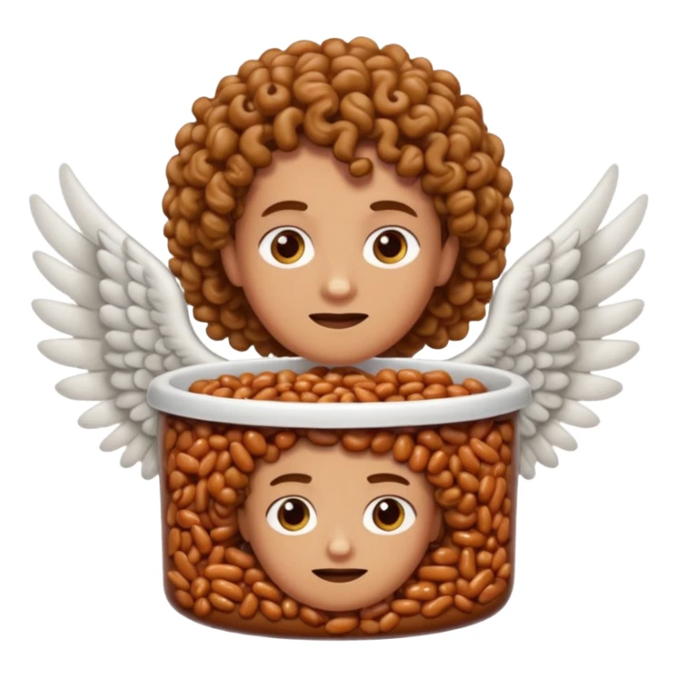 Create baked beans with curly haired people’s faces on them and put wings on them sticker