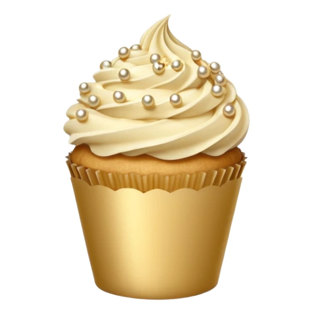 cupcake with beige frosting and gold pearls sticker