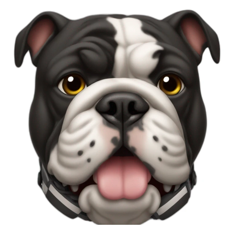 Black bulldog wearing a football helmet sticker