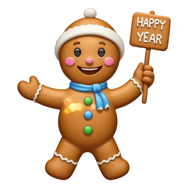 gingerbread man with a happy new year sign sticker