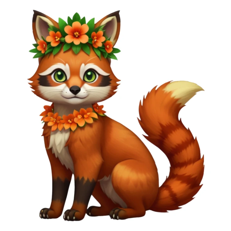 Colorful dark tropical exotic cute cool beautiful shiny beautiful fantasy-caracal-civet-genet-Gryphon-Cacomistle-Trico-Red-Panda-oncilla-animal-Fakémon-hybrid-fursona (full body) sticker
