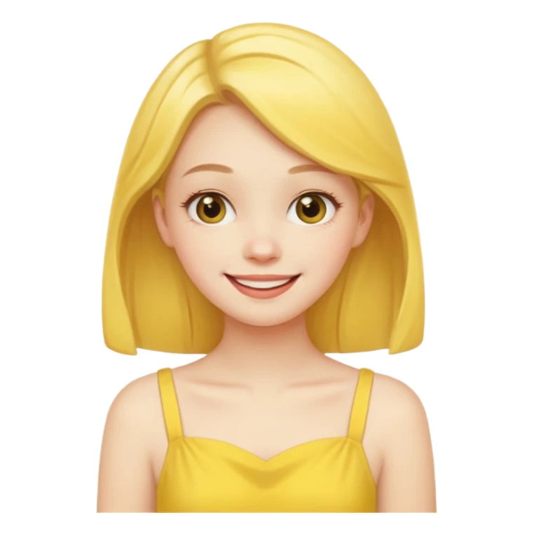 yellow smiling face girl with one hand flat under chin sticker