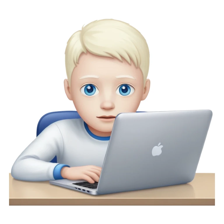 albino youtuber on samsung laptop with desk with blue eyes sticker