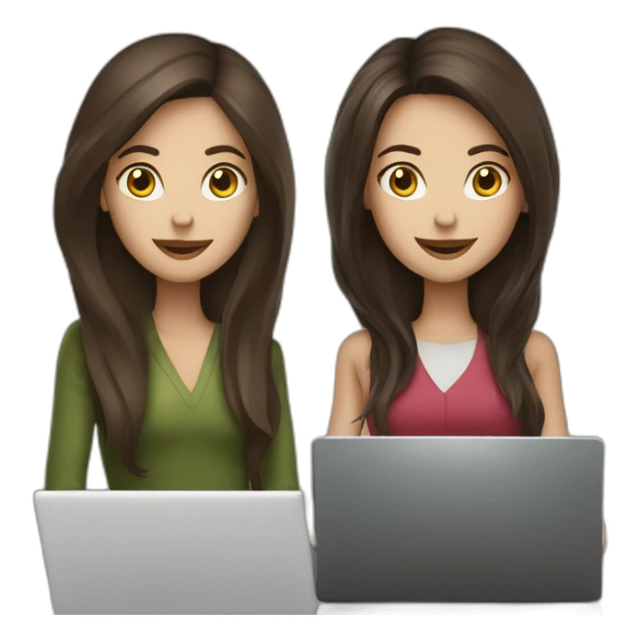 2 brunettes women with laptop sticker