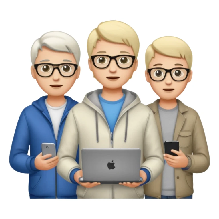 Group of 4 vibe coders, all male and white skinned, standing, some with a laptop or a phone   sticker