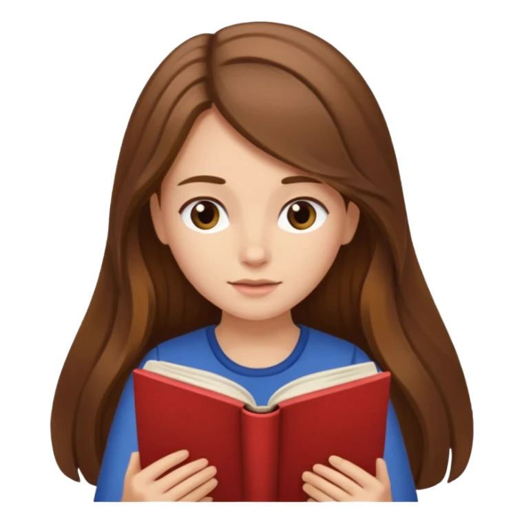 A brown-haired, fair-skinned girl with long hair is reading a book. sticker