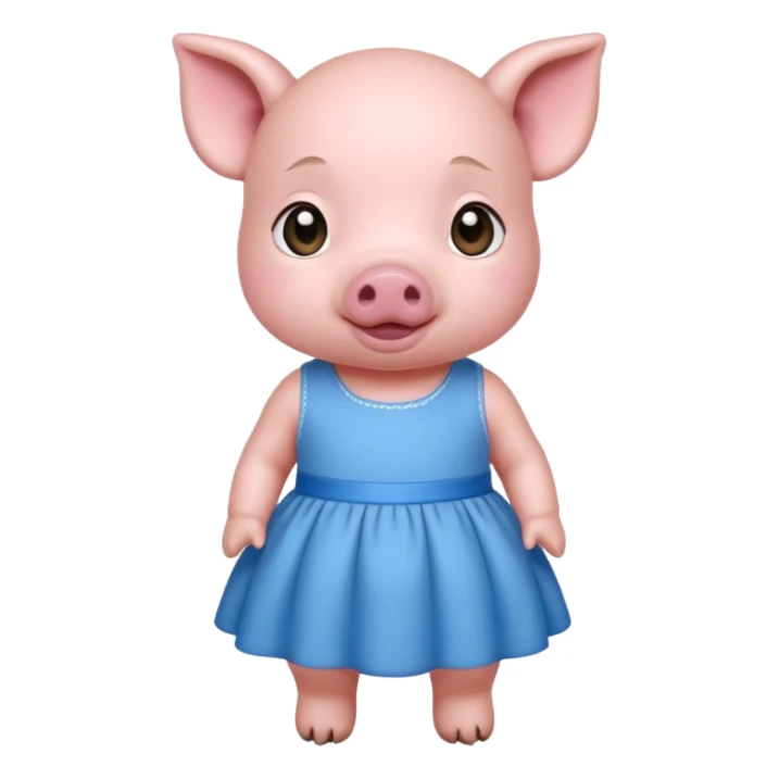 a baby pig wear blue dress sticker