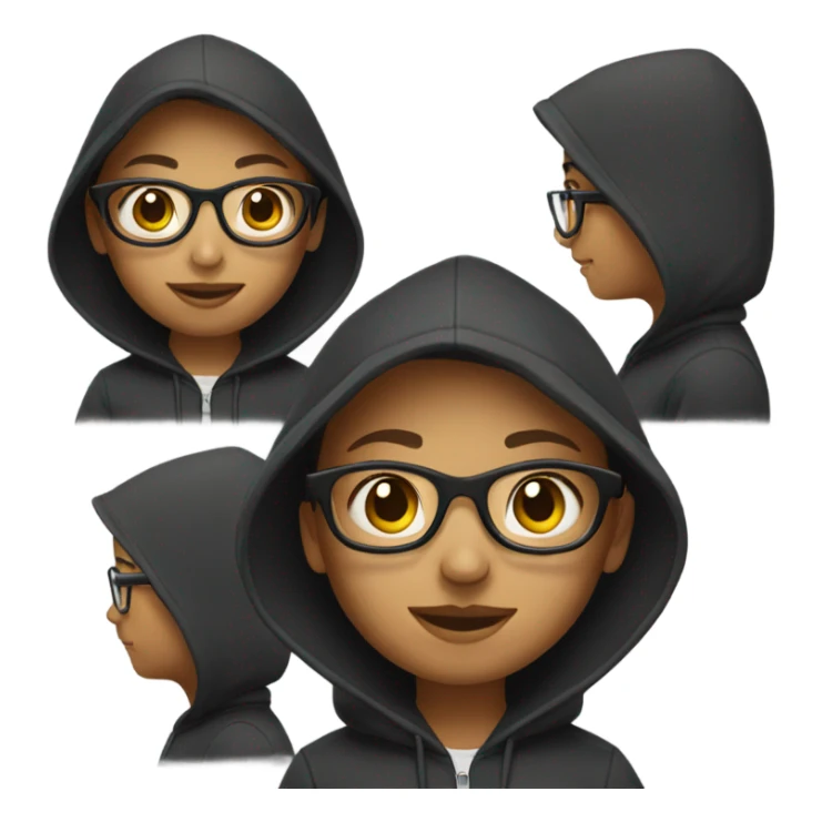 Girl wearing a hoodie and glasses sticker