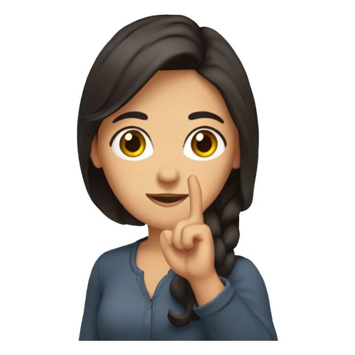 Brunette holding up her hand in an L shape with her fingers sticker