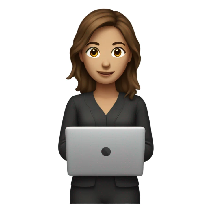 Woman with brown hair in laptop  sticker