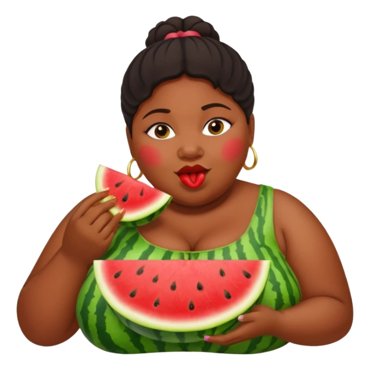 fat obese black woman that is eating watermelon sticker