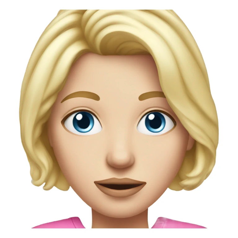 blue eyed blonde mom with fever, realistic pink sticker