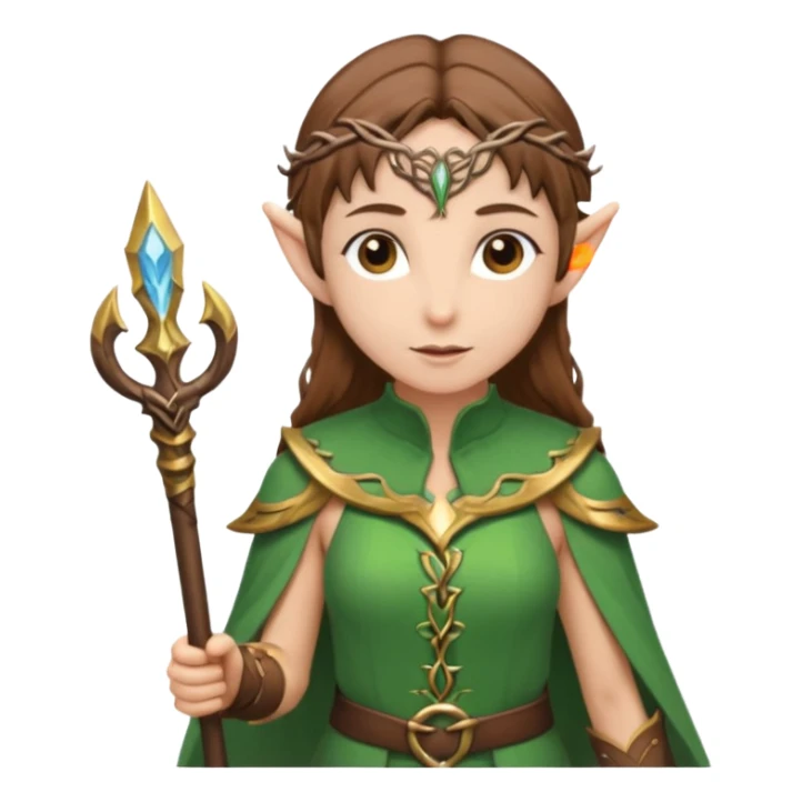 elf with staff brown hair, no hat sticker