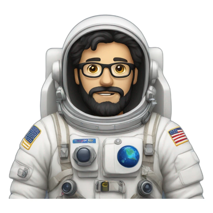 caucasian astronaut with black beard and white glasses sticker