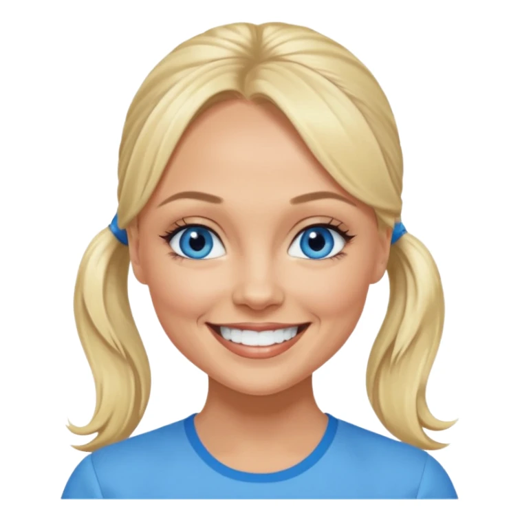 Emma Bunton with blue eyes, ponytail hair sticker