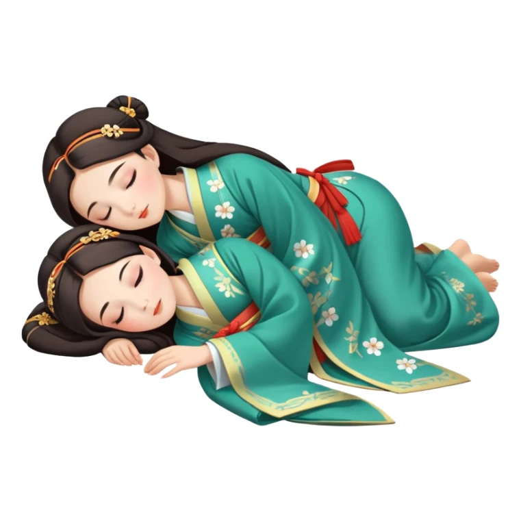 Beautiful girl in Hanfu lying on the ground sleeping sticker