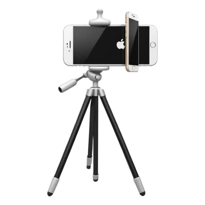 3D Apple-style emoji of a white tripod holding  sticker