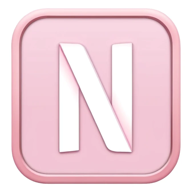 Netflix aesthetic "N" logo in pastel pink with white glowing outline sticker