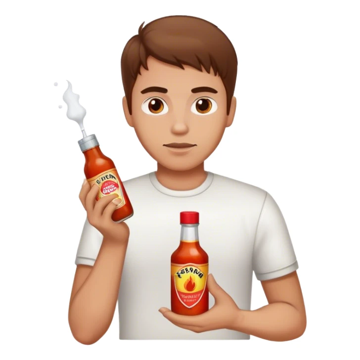 brown hair guy holding hot sauce and salt sticker
