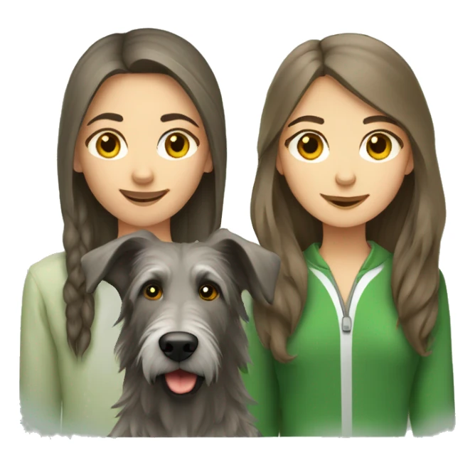 brown hair girl and Irish wolfhound dog  sticker