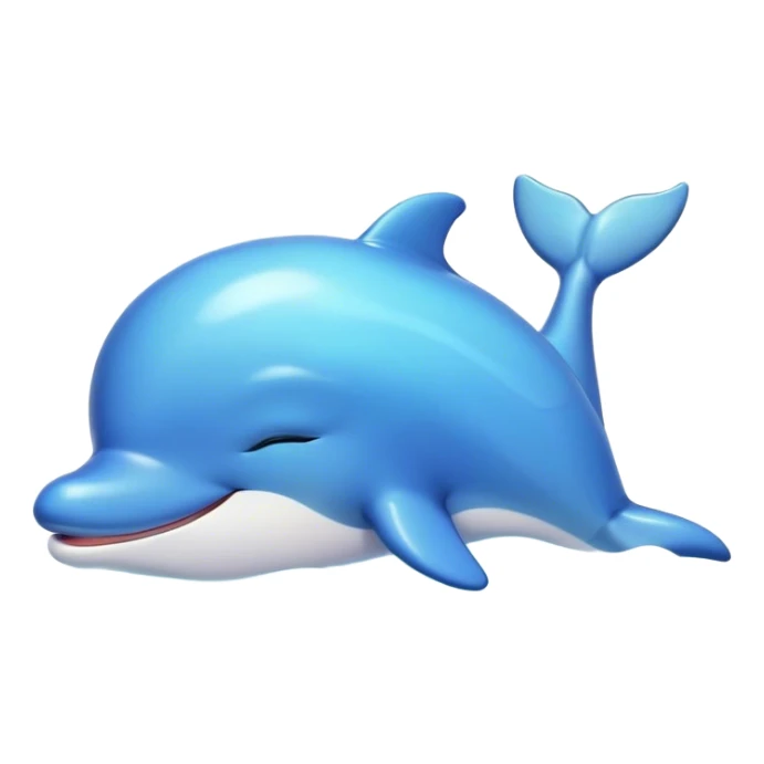 Meme-Worthy Cute Sleeping Dolphin Portrait Emoji, Head resting peacefully with a contented smile, showcasing a sleek, streamlined body and eyes gently closed in serene slumber, Simplified yet adorably endearing features, highly detailed, glowing with a soft, drowsy oceanic light, high shine, relaxed and utterly lovable, stylized with an air of playful laziness, soft glowing outline, capturing the essence of a sleeping dolphin that feels destined to become the next viral icon of adorable rest! sticker
