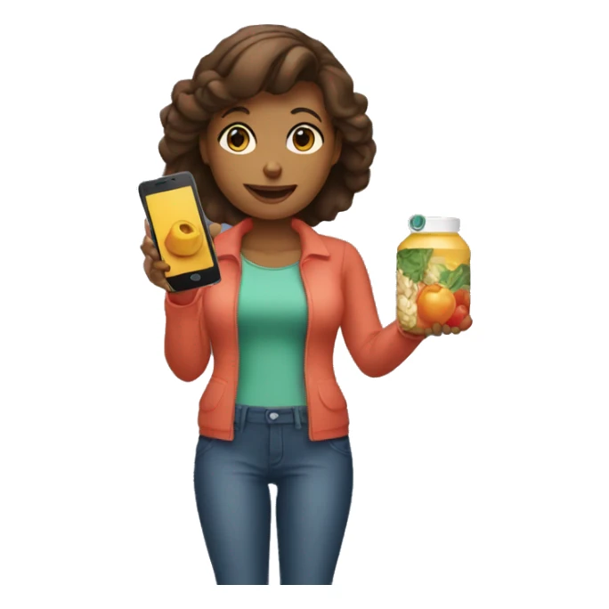 woman shopping for groceries on her phone sticker