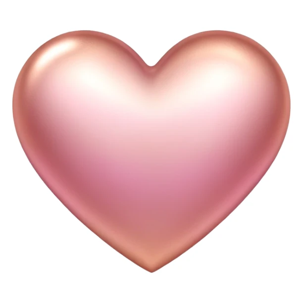 Rose gold heart with gradient pink tones, metallic texture sticker