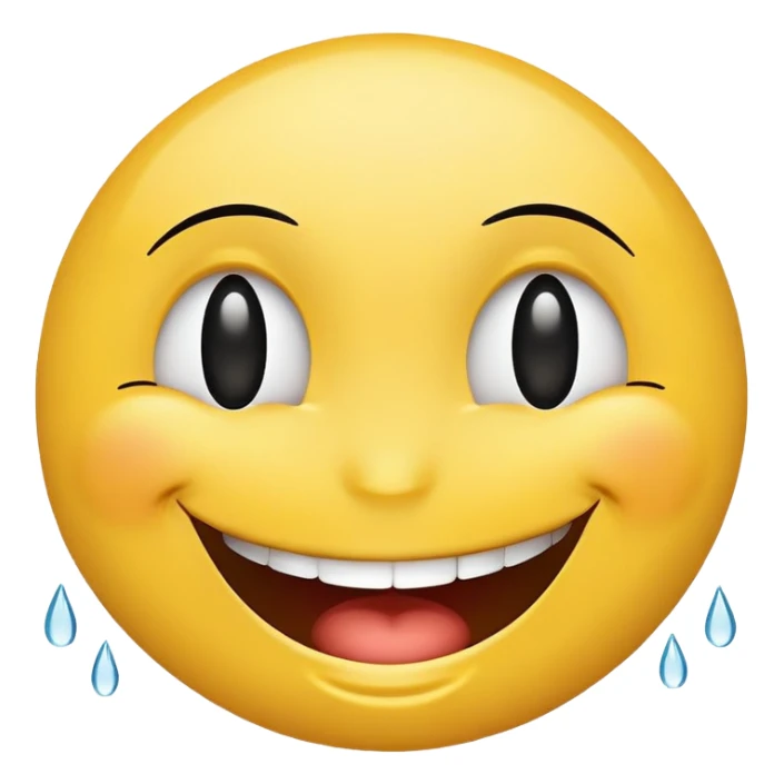 Make a laughing smiley with tears, where there will be eyelashes on the eyes sticker