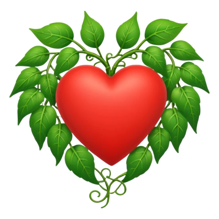 red heart with green vines growing around it sticker
